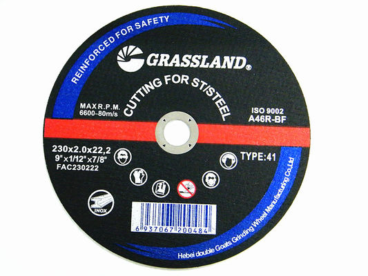 Diperkuat 9 Inch 230mmX1.9mm Cakram Pemotong Logam Abrasive Lurus