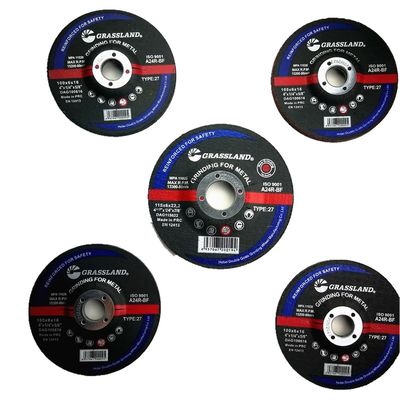 115mm X 6.4mm X 22.23mm Resin Bonded Grit 24 Abrasive Grinder Discs Untuk Metal Fab